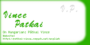 vince patkai business card