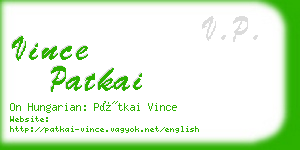 vince patkai business card